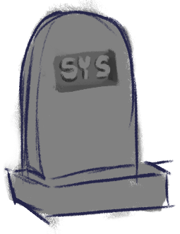 scribled headstone with sys written on it